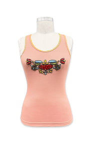 Paparazzi - Sleeveless Top With Embroidery & Beaded Works