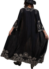 Paparazzi - Viscose Embroidered Open Front Duster