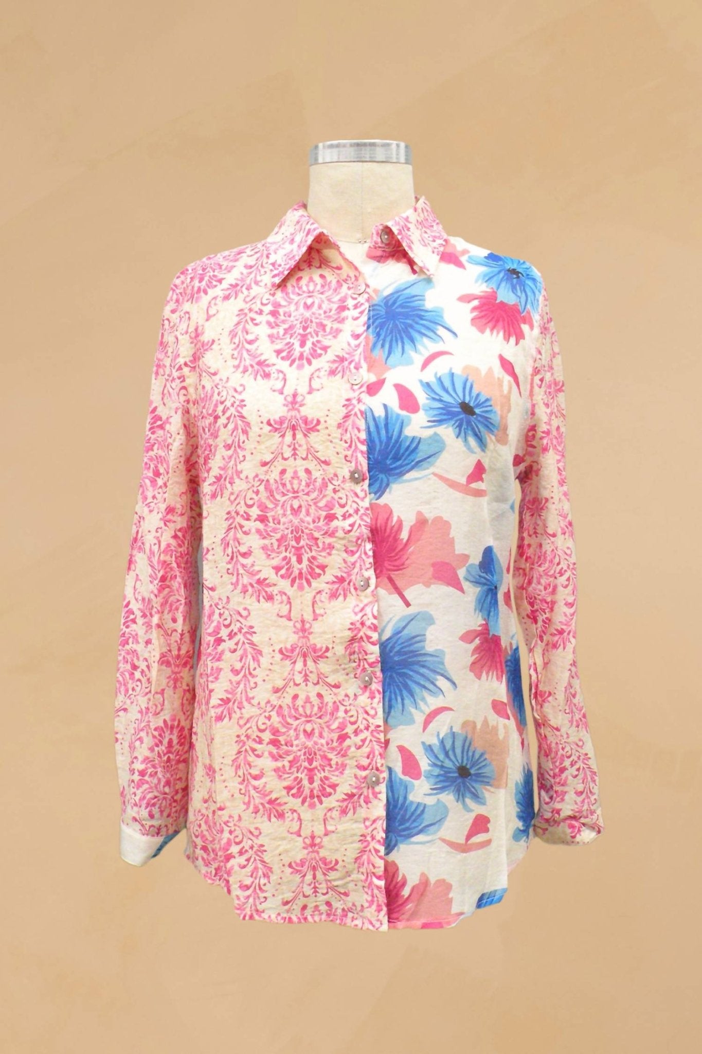 Paparazzi - Voile Mix Print Button Front Shirt - button - down - shirts - clothing - directbrandpartner