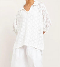 Paper Label - Marlowe Pointelle Polo - blouses - clothing - cotton - blend