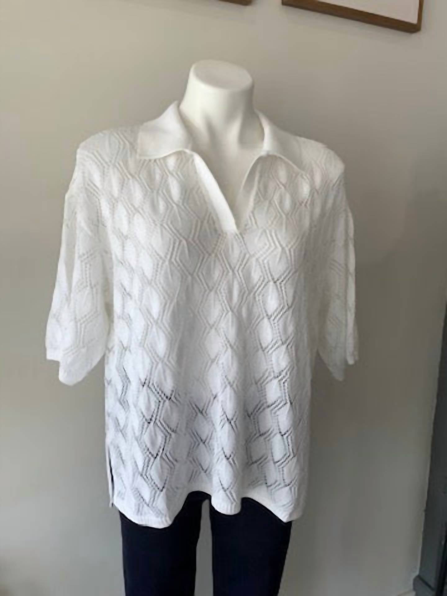 Paper Label - Marlowe Pointelle Polo - blouses - clothing - cotton - blend