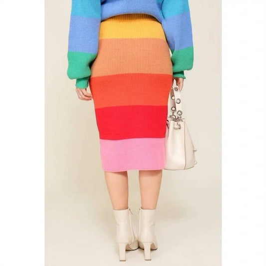 Paperdolls - Chunky Rainbow Skirt - clothing - knee - length - skirts - midi