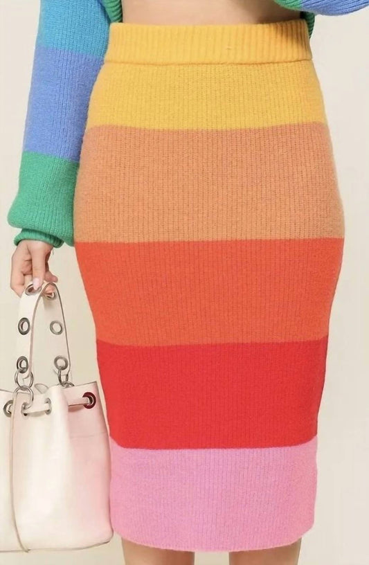 Paperdolls - Chunky Rainbow Skirt - clothing - knee - length - skirts - midi