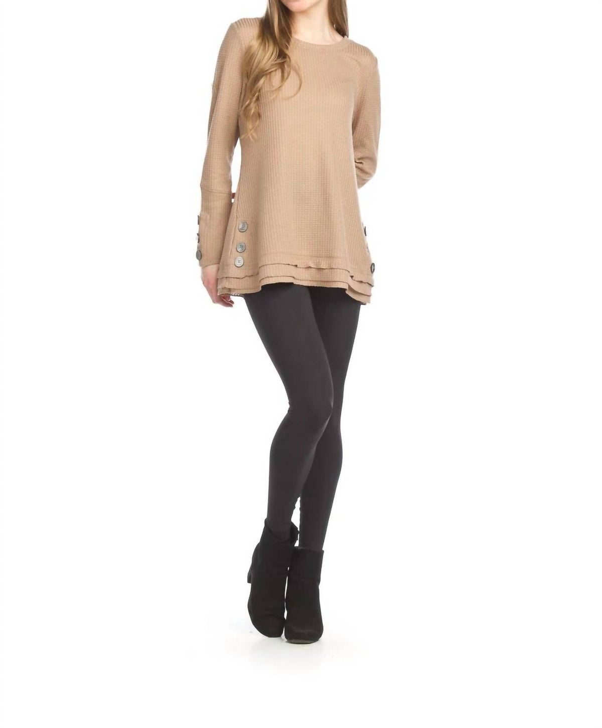 Papillon - Button Detail Waffle Top