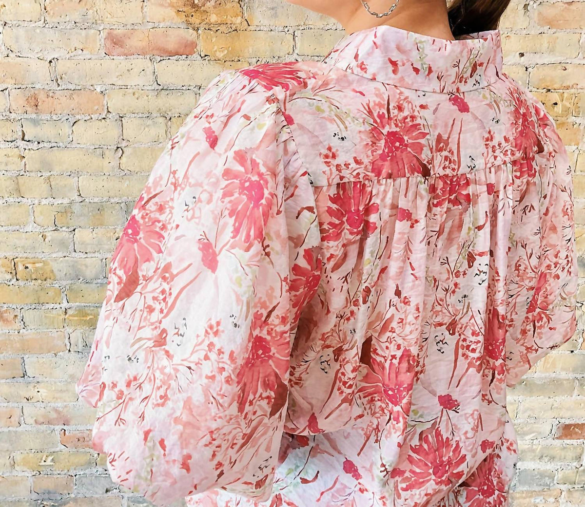 Papillon - Carrie Balloon Sleeve Top - blouses - clothing - floral