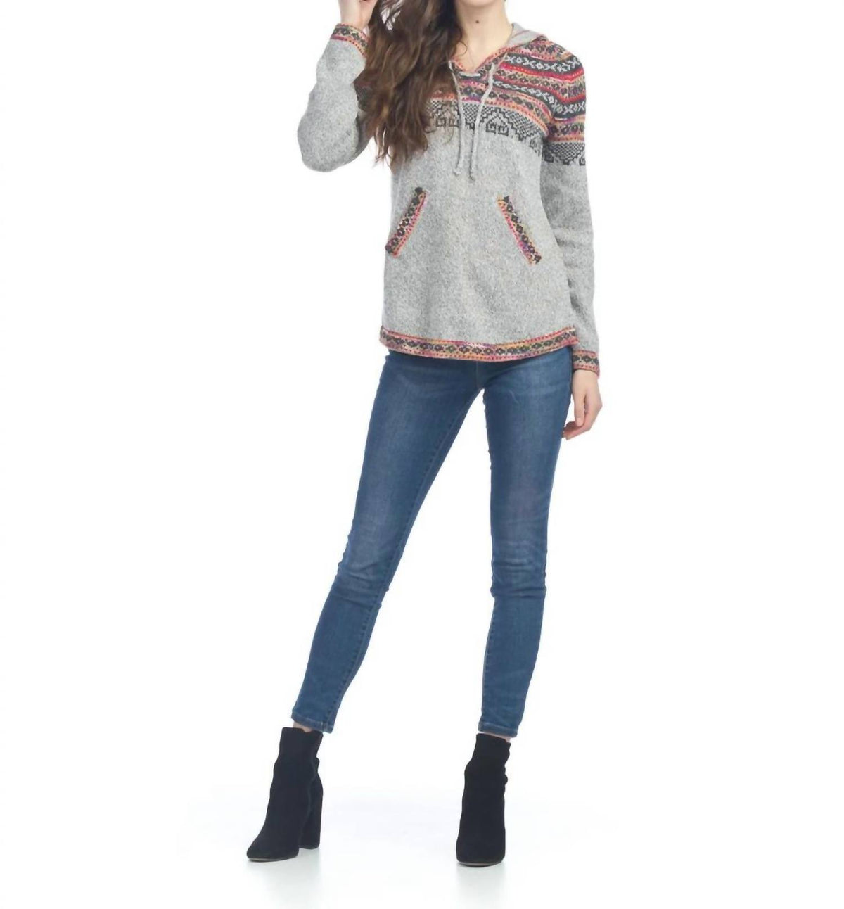 Papillon - Fairisle Print Pullover With Hoody