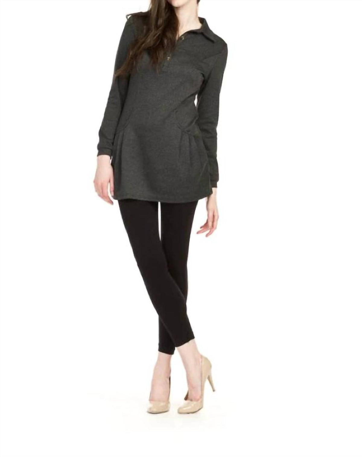 Papillon - Herringbone Collared Sweater Dress