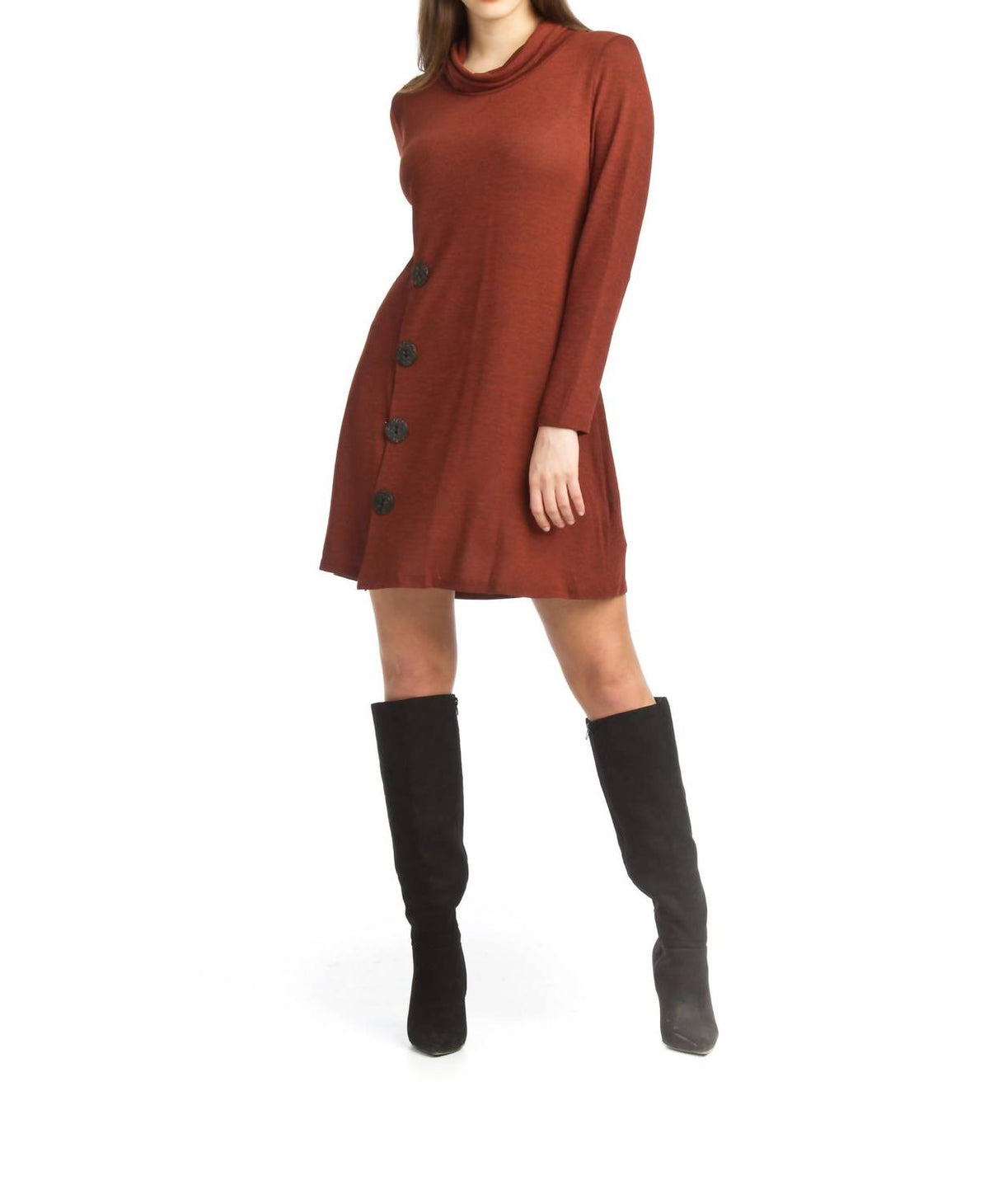 Papillon - Knit Cowl Neck Sweater Dress
