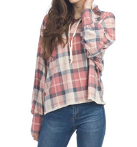 Papillon - Plaid Hoody Pullover With Lace Trim