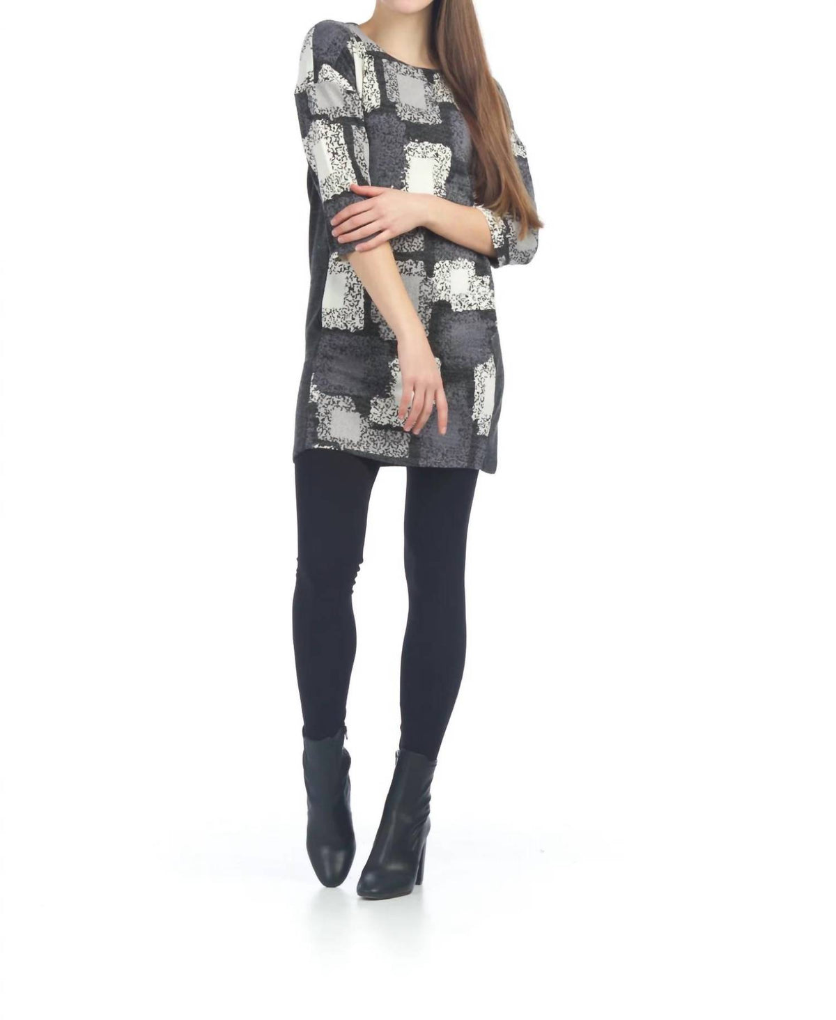 Papillon - Print Sweater Dress With Solid Side Panels