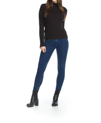 Papillon - Ribbed Stretch Mock Neck Top