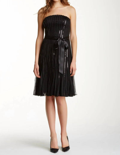 Papillon - Sequins Stripes Strapless Dress