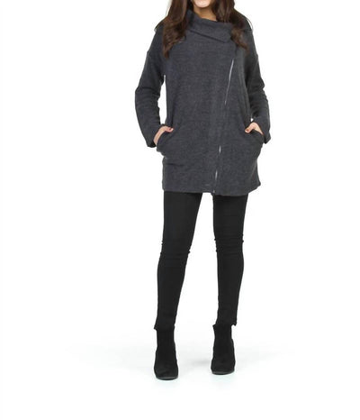 Papillon - Zip Close Foldover Collar Sweater Jacket