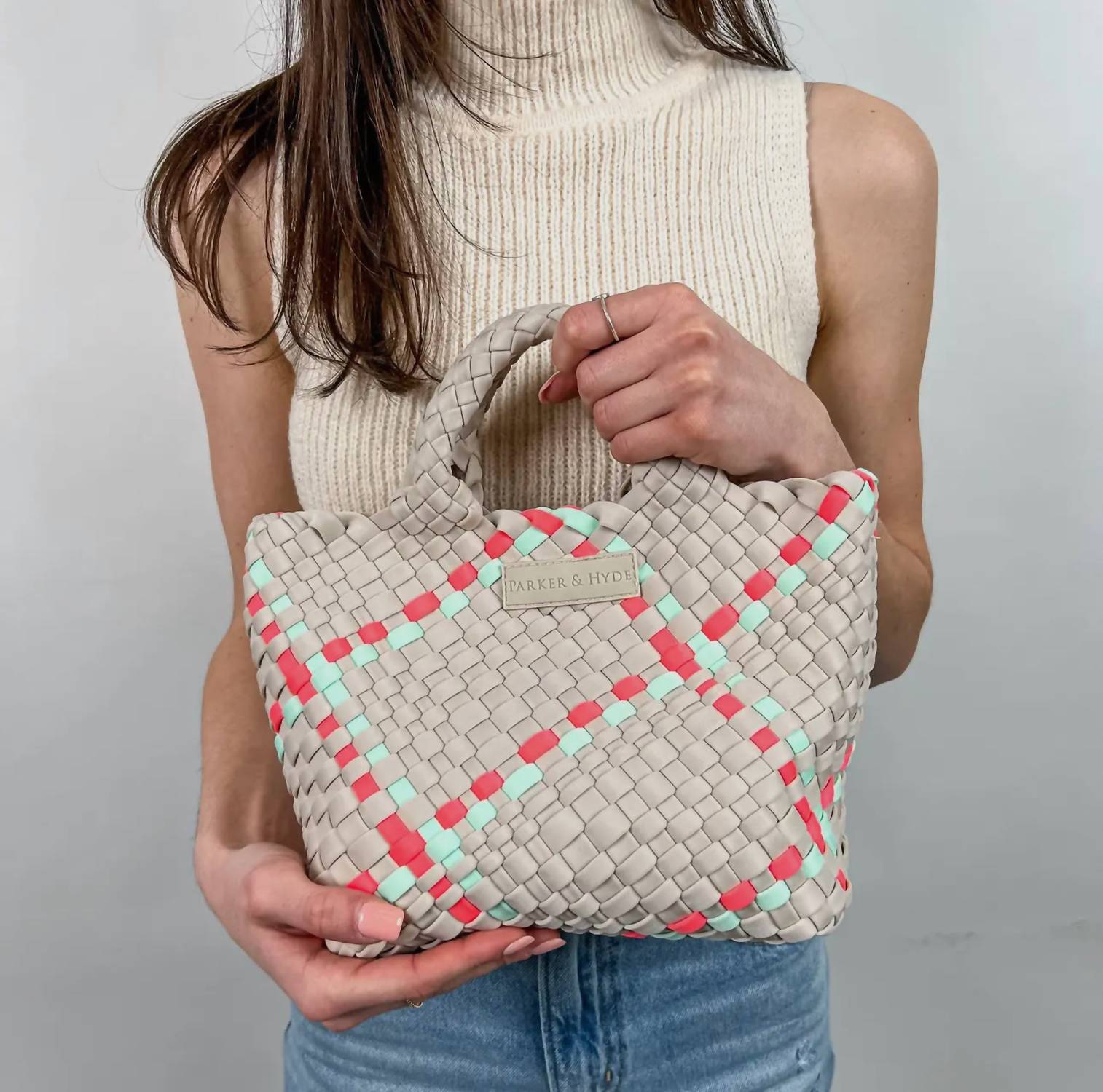 Parker And Hyde - Women's Woven Mini Tote - bags - grey - handbags