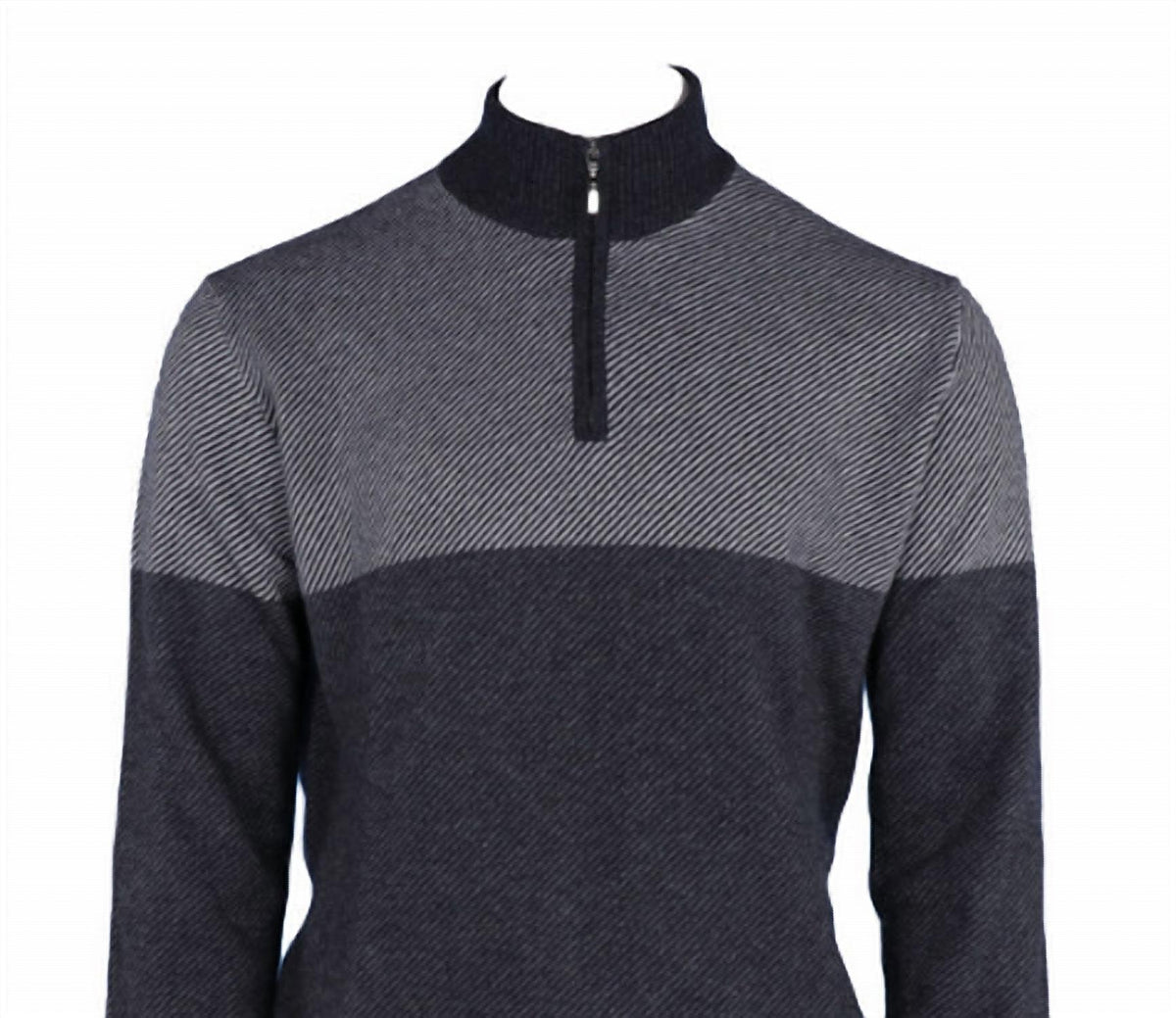 Pashmere - Men's Pure Cashmere Angled Half Zip Sweater