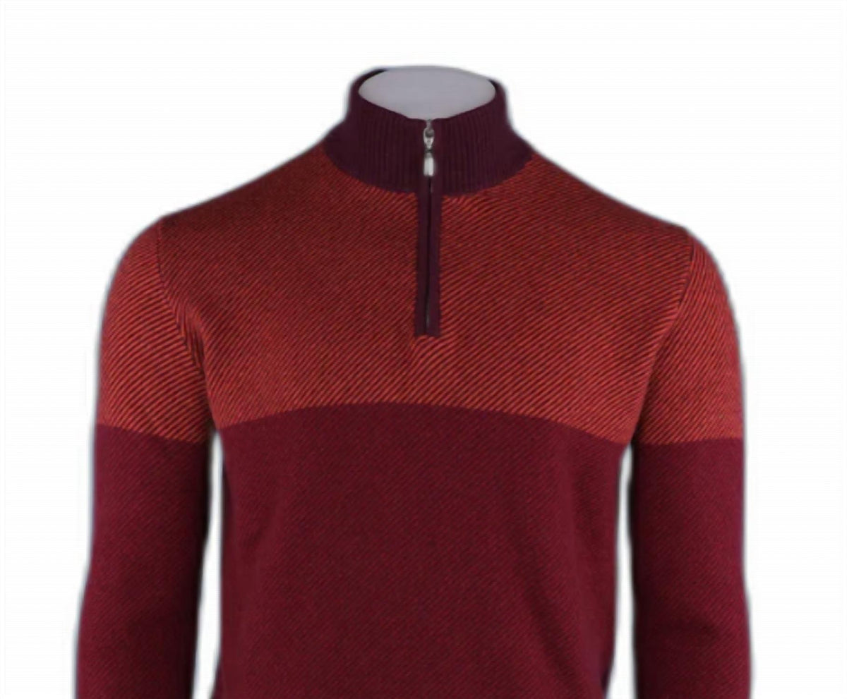 Pashmere - Men's Pure Cashmere Angled Half Zip Sweater