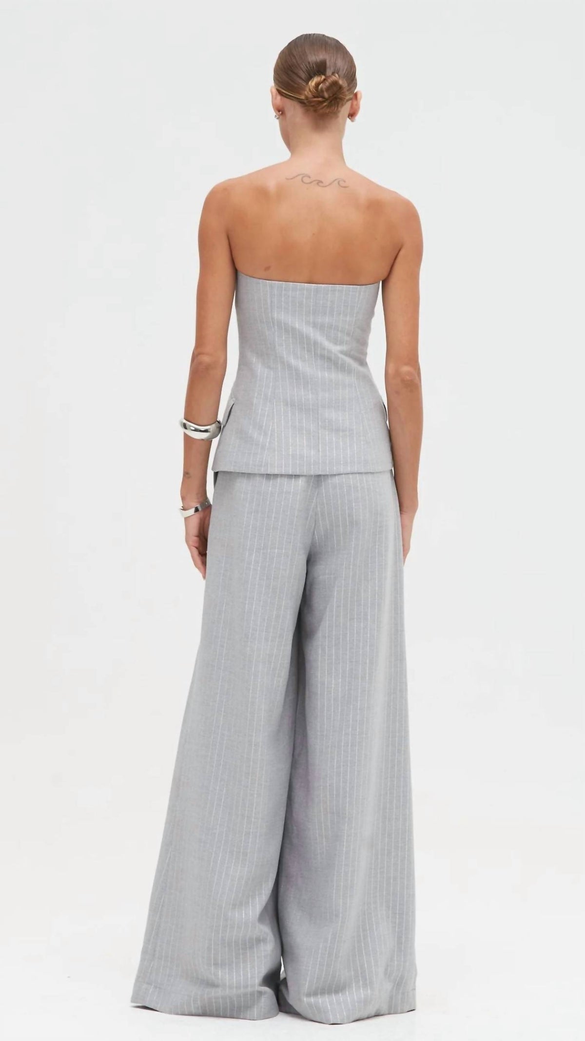 Patbo - Metallic Pinstripe Strapless Top