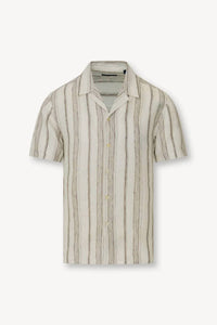 Patrick Assaraf - Dobby Stripe Linen Camp Collar Shirt