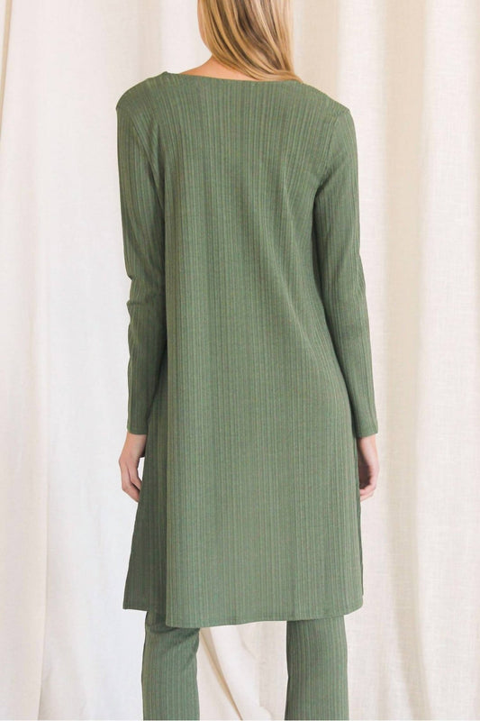 P.Cill - 3 Piece Rib Knit Set - clothing - green - loungewear