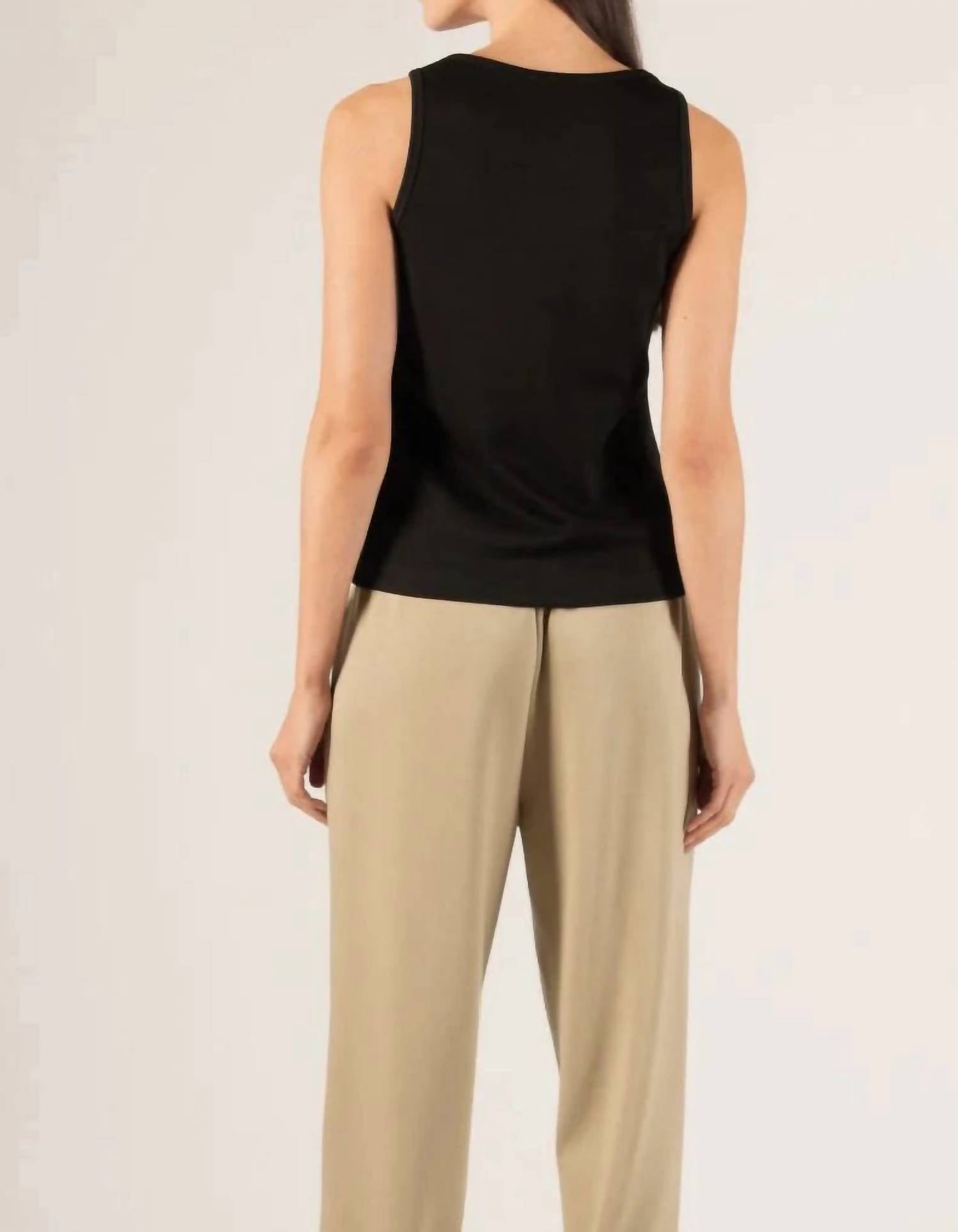 P.Cill - Butter Modal Simple Tank Top - black - clothing - modal