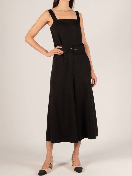 P.Cill - Lori Culotte Belted Jumpsuit - black - clothing - modal