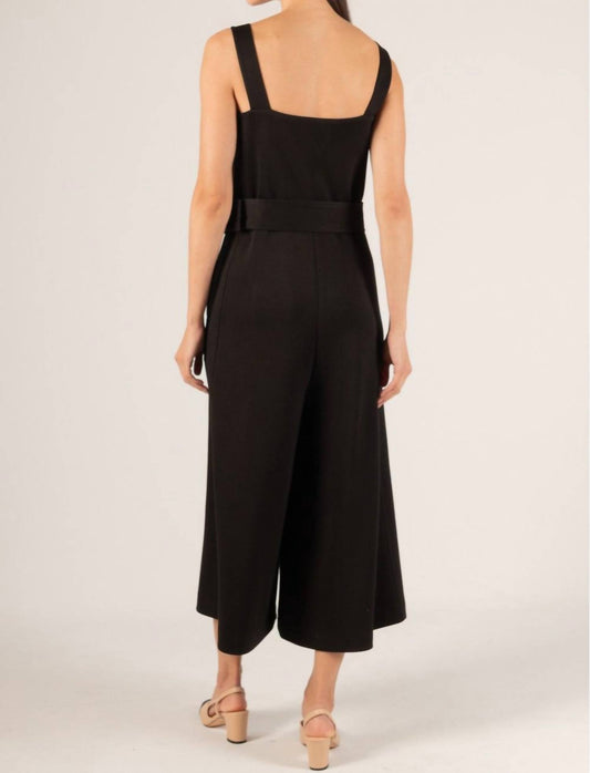 P.Cill - Lori Culotte Belted Jumpsuit - black - clothing - modal