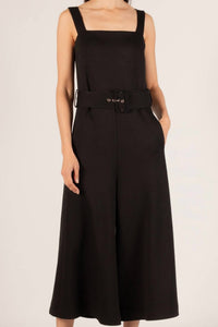 P.Cill - Lori Culotte Belted Jumpsuit - black - clothing - modal