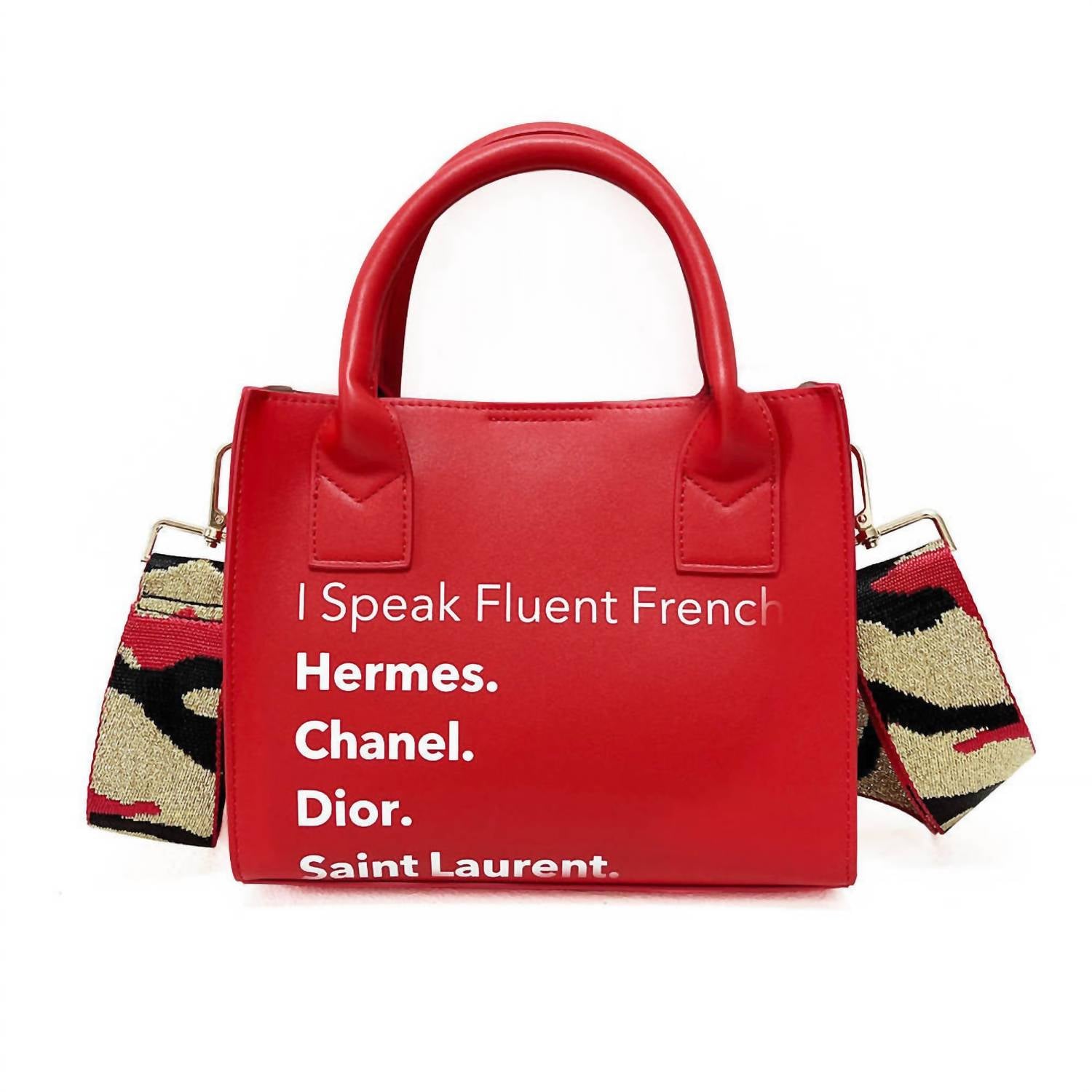 Peace Love Fashion - Women's Fluent In French Tote Bag - bags - handbags - red