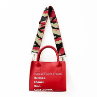 Peace Love Fashion - Women's Fluent In French Tote Bag - bags - handbags - red
