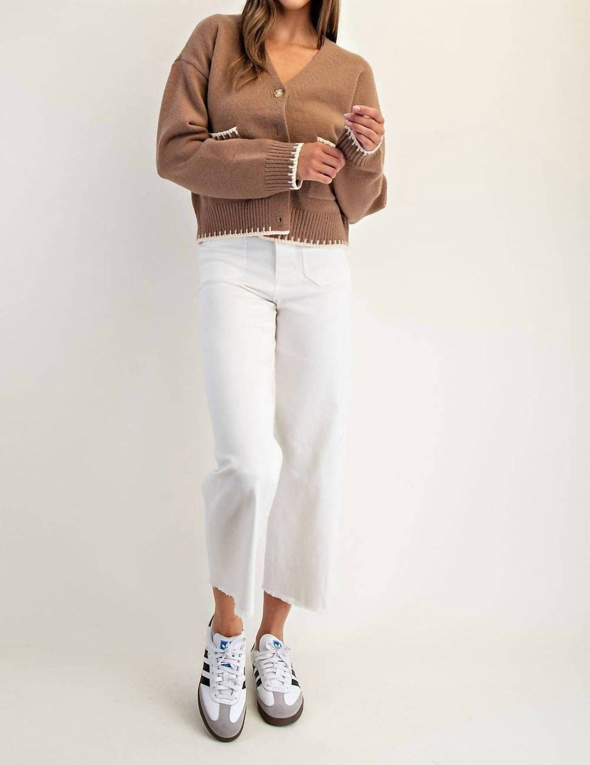 Peace Love Line - Button-Down Stitch Cardigan