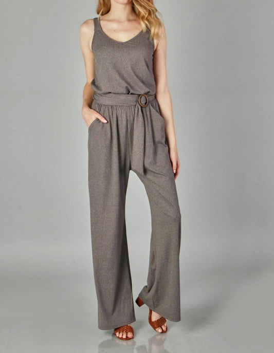 Peace Love Line - Two Tone Ribbed Knit Jumpsuit - clothing - grey - jumpsuits