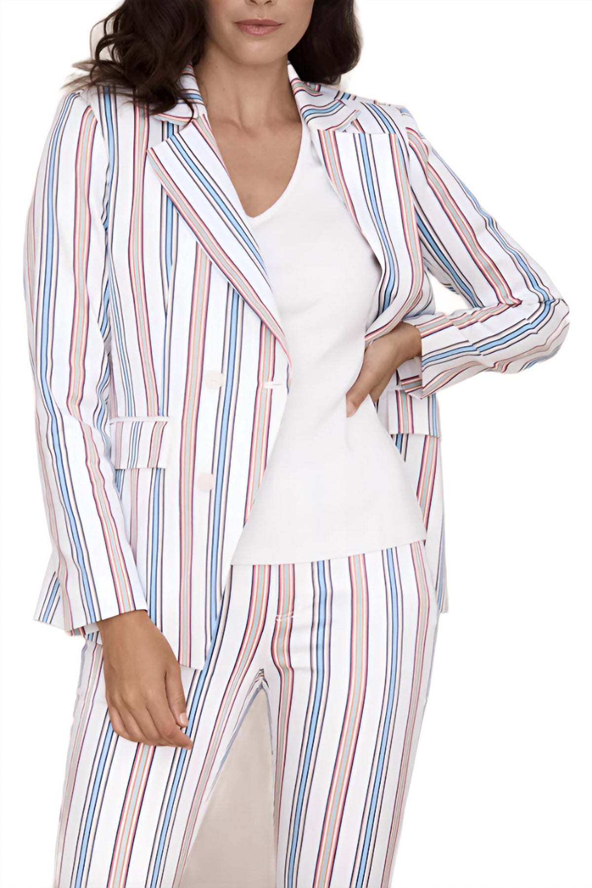 Peace Of Cloth - Notched Collar Double Breasted Twill Blazer
