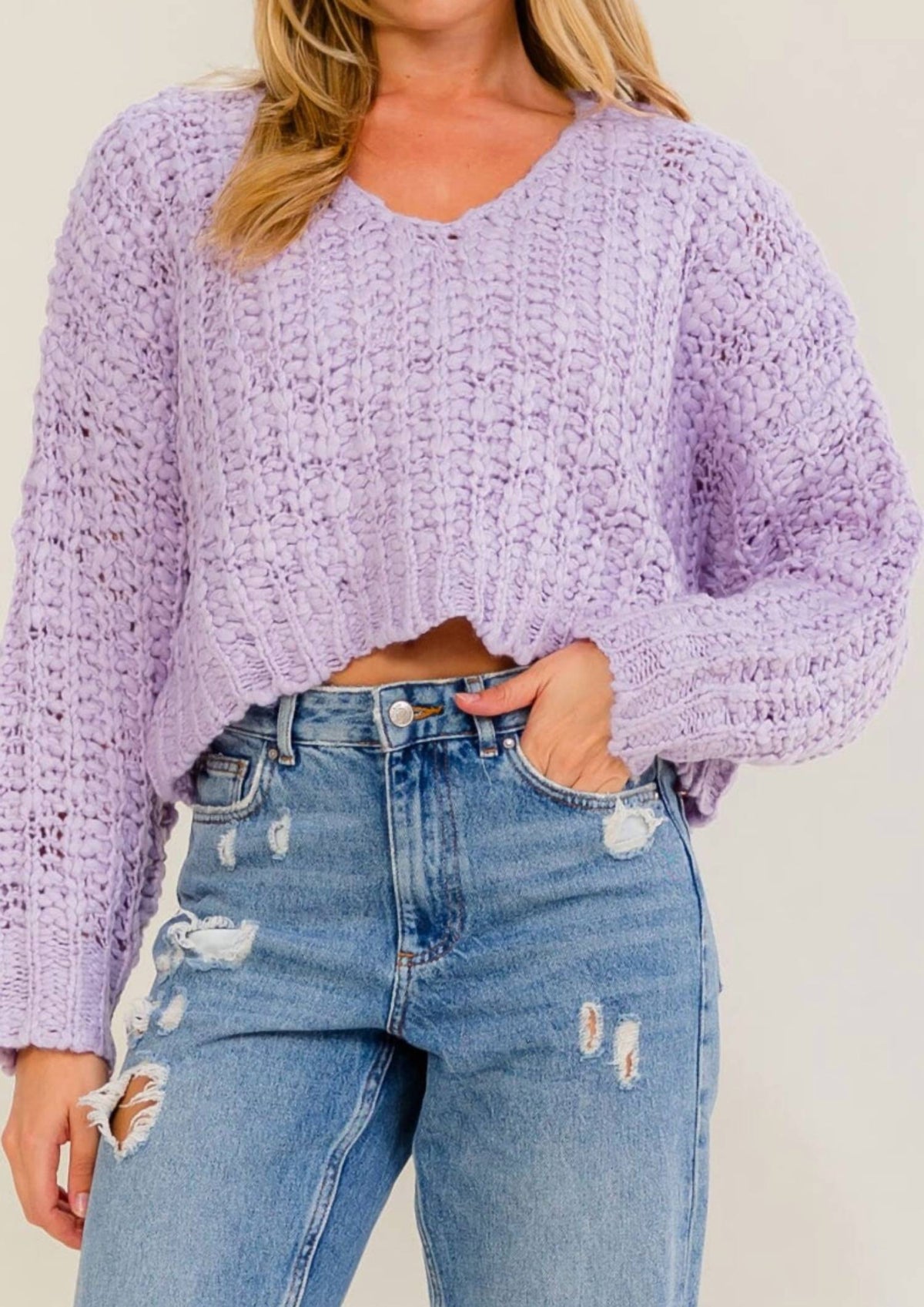 Peach Love - Cable Knit Sweater