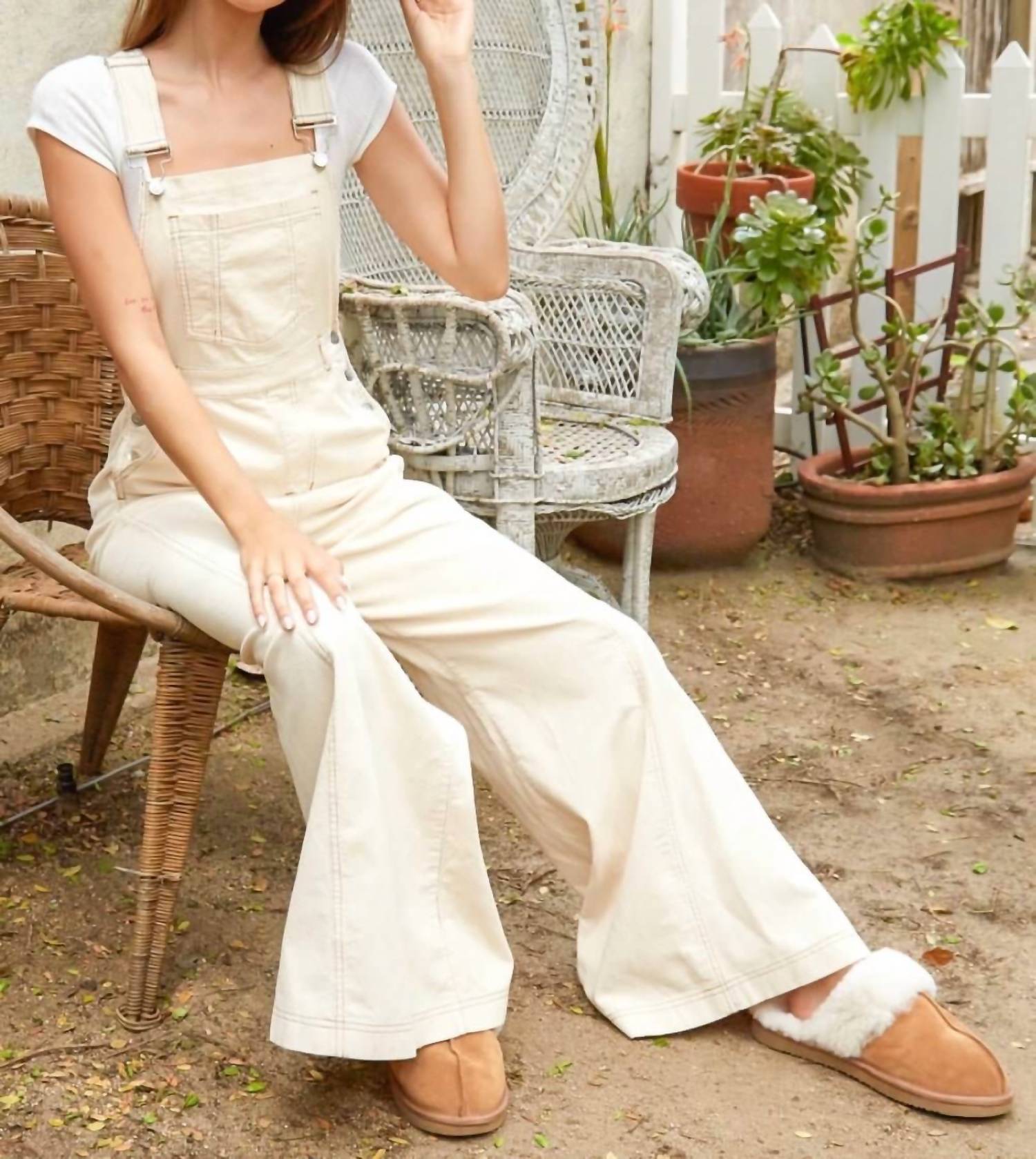 Peach Love - Cammie Corduroy Overalls - beige - clothing - cotton