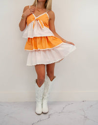 Peach Love - Contrast Tiered Trim Dress - clothing - collection:Graddresses(Auto) - cotton