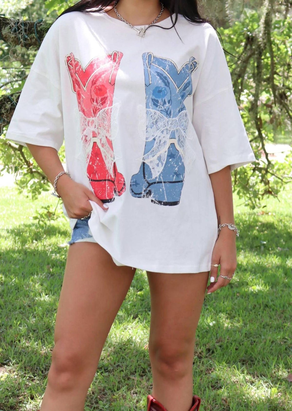 Peach Love - Lace Boots Tee