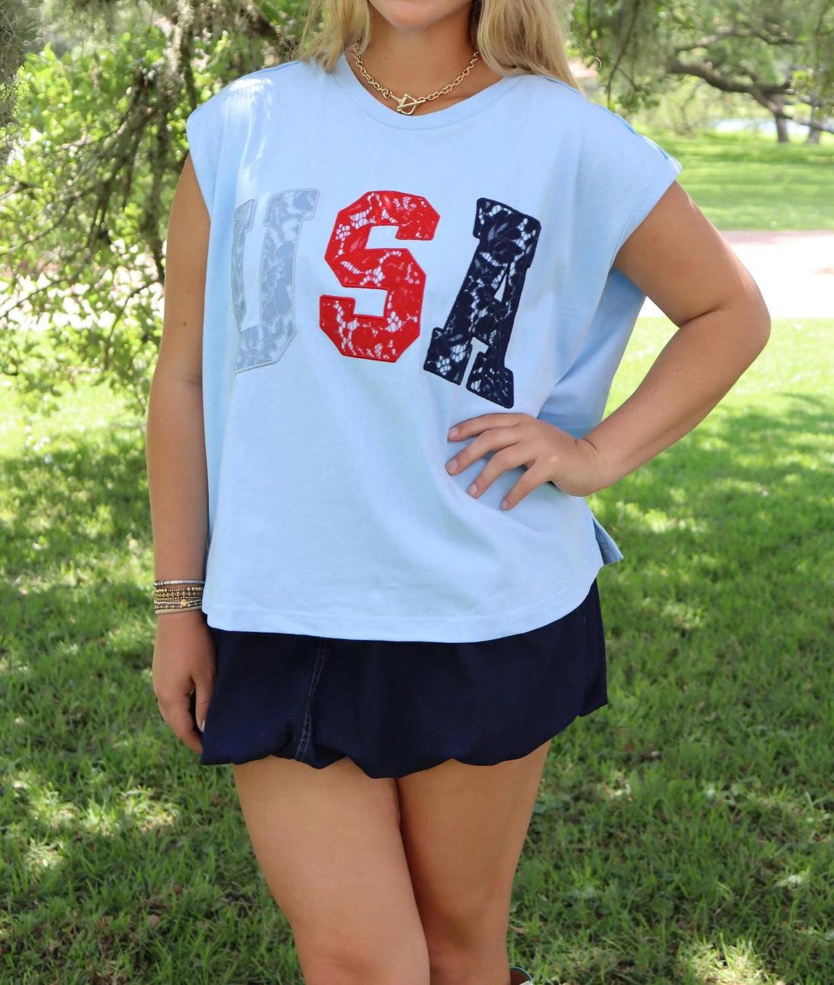 Peach Love - Lace Usa Tee
