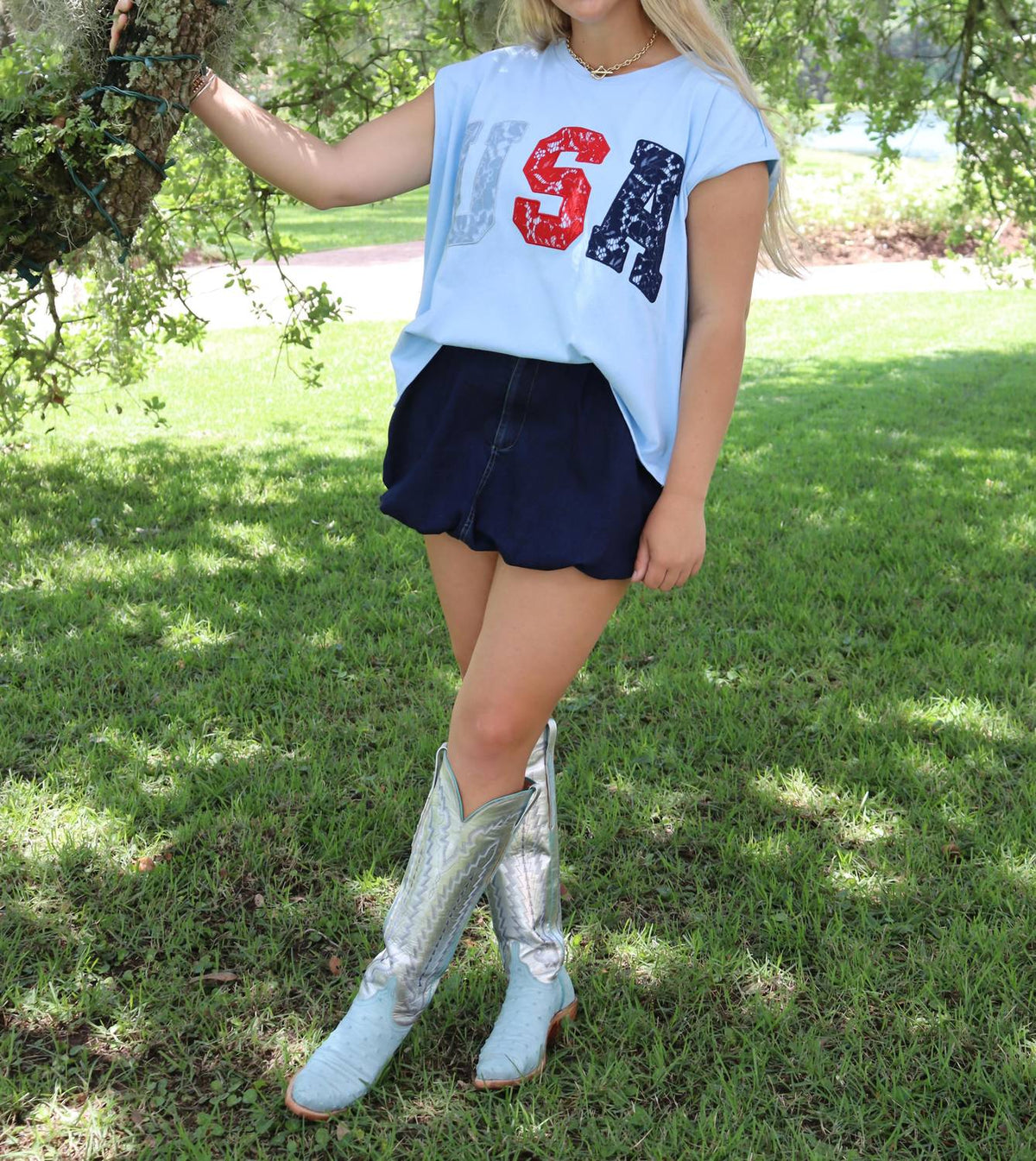 Peach Love - Lace Usa Tee