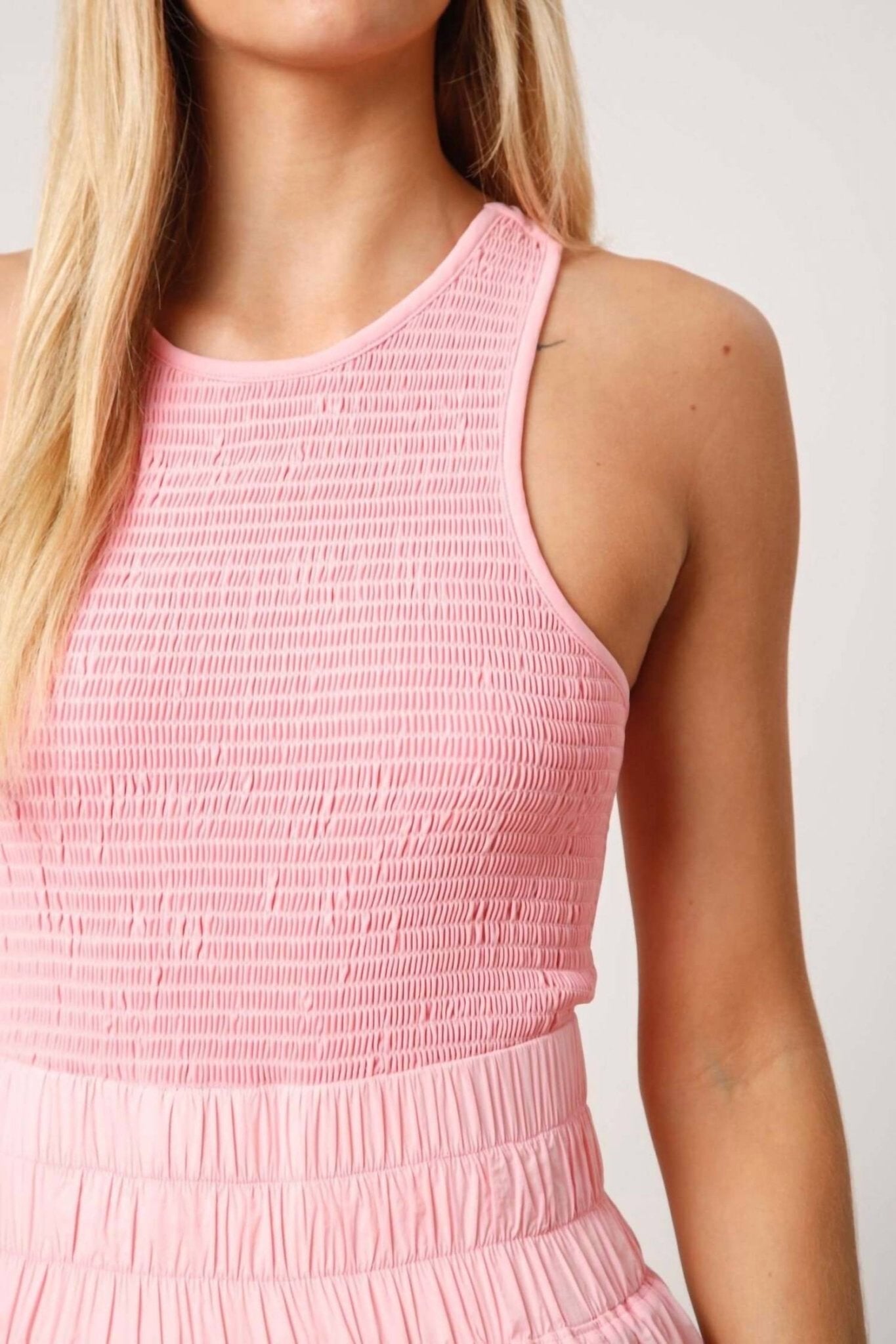 Peach Love - Lynn Smocked Chest Romper - clothing - jumpsuits - nylon - blend