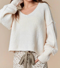 Peach Love - Overseam Detailed Bumpy Oversized Sweater