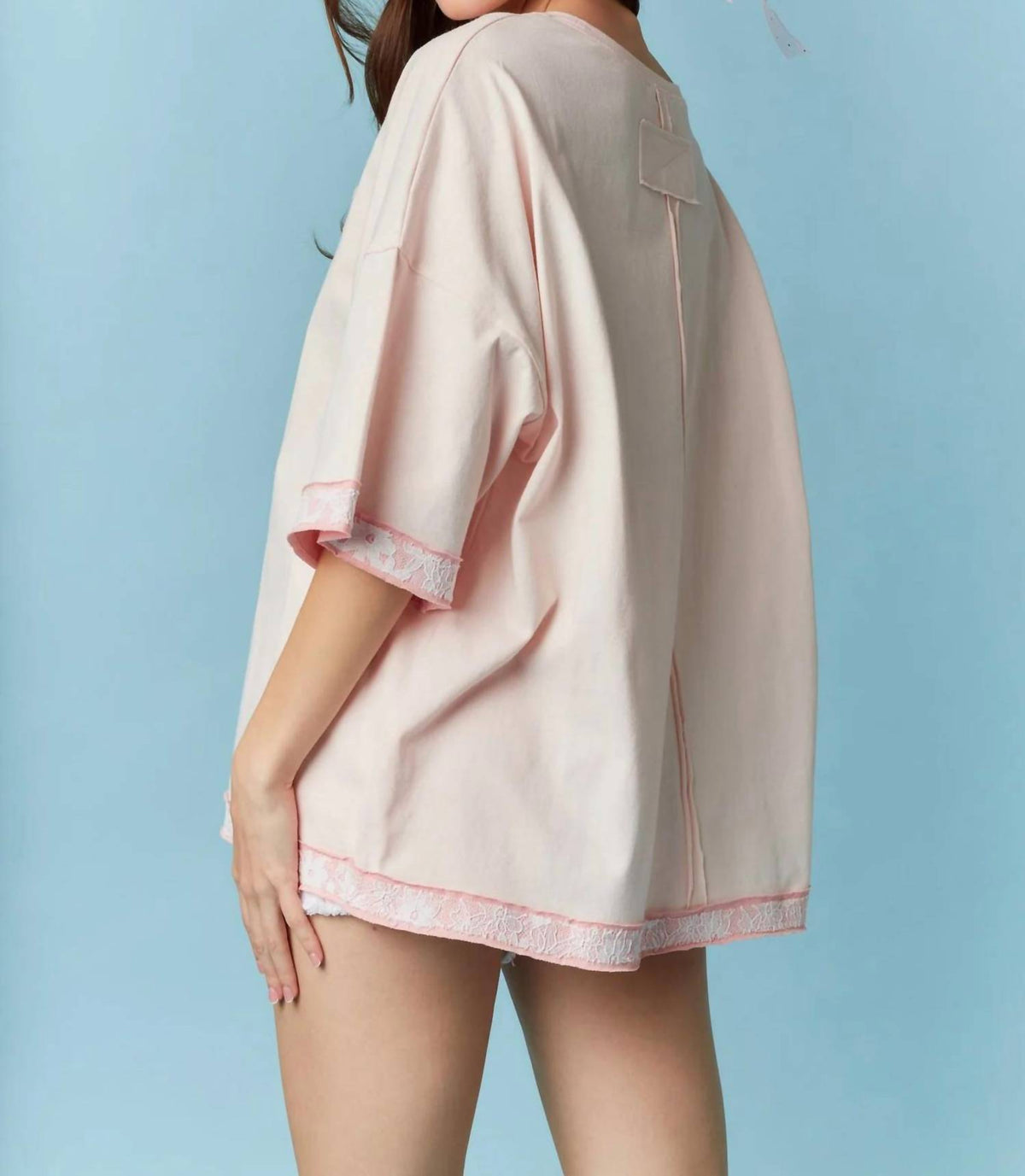 Peach Love - Oversized Usa Land Map Patched Top