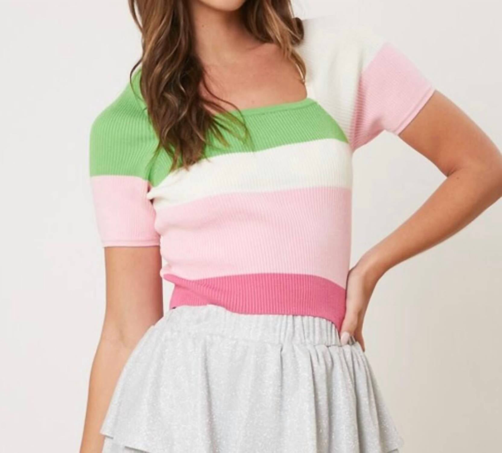 Peach Love - Pippy Ribbed Sweater Top - clothing - crop - tops - pink