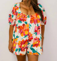 Peach Love - Print Cotton Romper