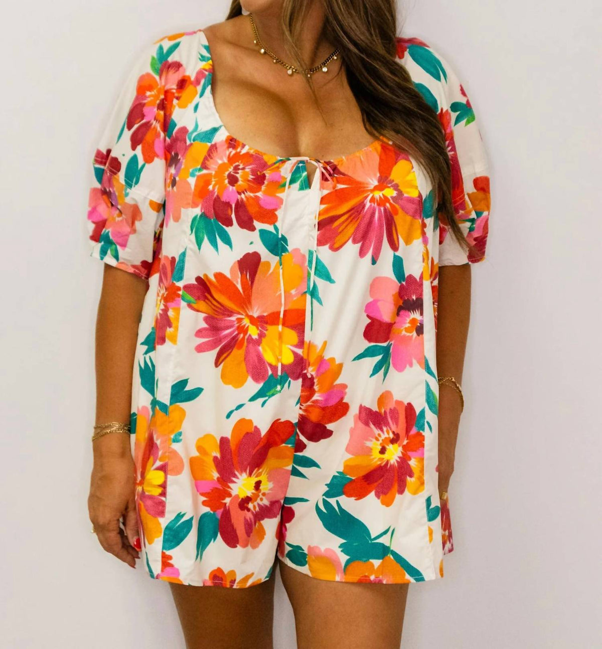 Peach Love - Print Cotton Romper