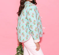 Peach Love - Reversible Cotton Print Quilted Jacket With Bows - casual - jacket - clothing - jackets