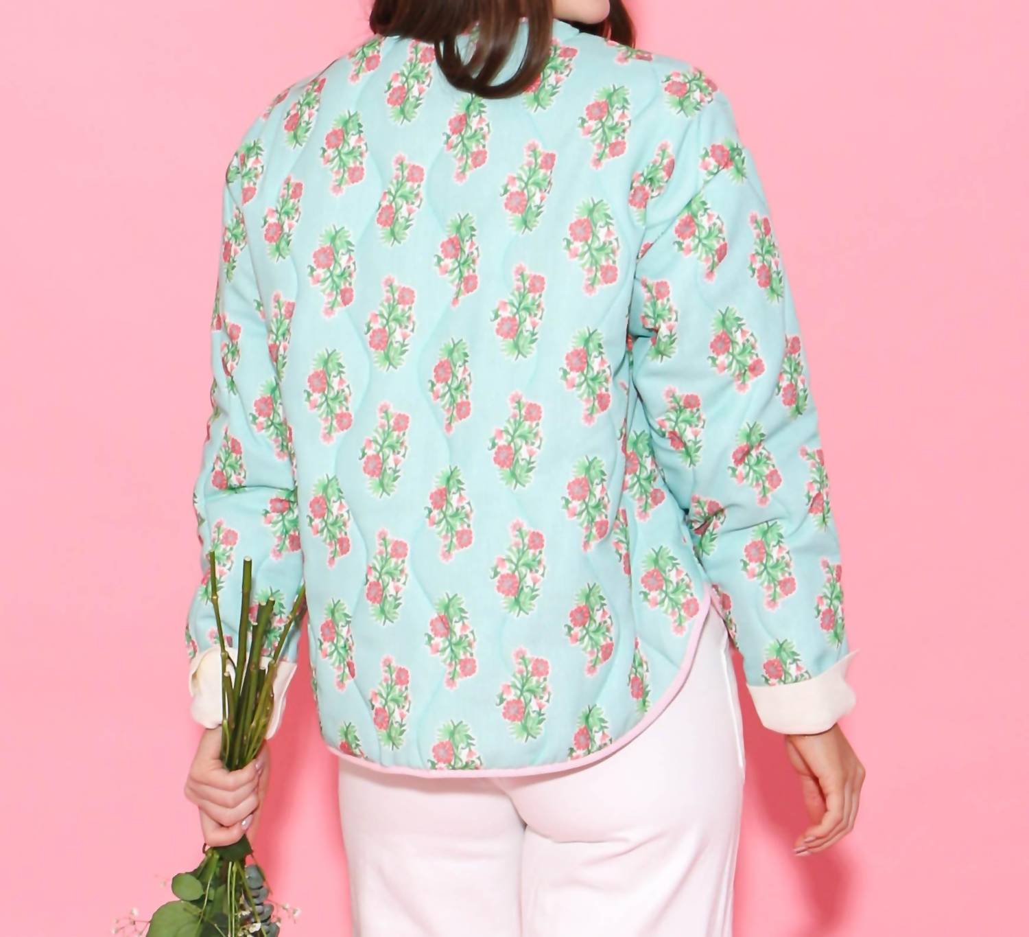 Peach Love - Reversible Cotton Print Quilted Jacket With Bows - casual - jacket - clothing - jackets