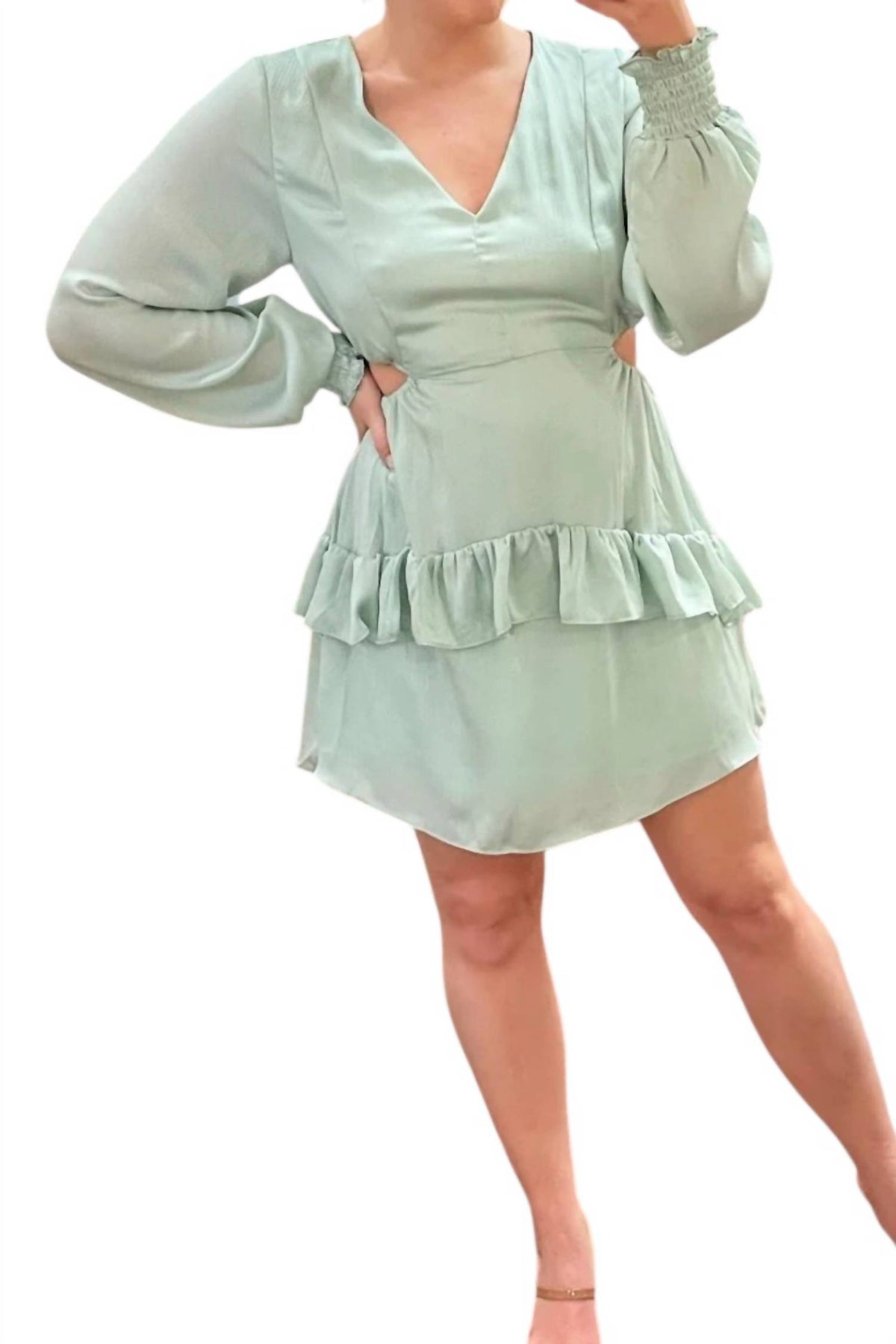 Peach Love - Ruffled Cut Out Mini Dress