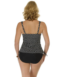 Penbrooke - Adjustable Side Tie Fauxkini One Piece Swimsuit - bikinis - black - clothing