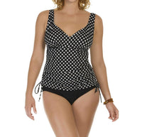 Penbrooke - Adjustable Side Tie Fauxkini One Piece Swimsuit - bikinis - black - clothing