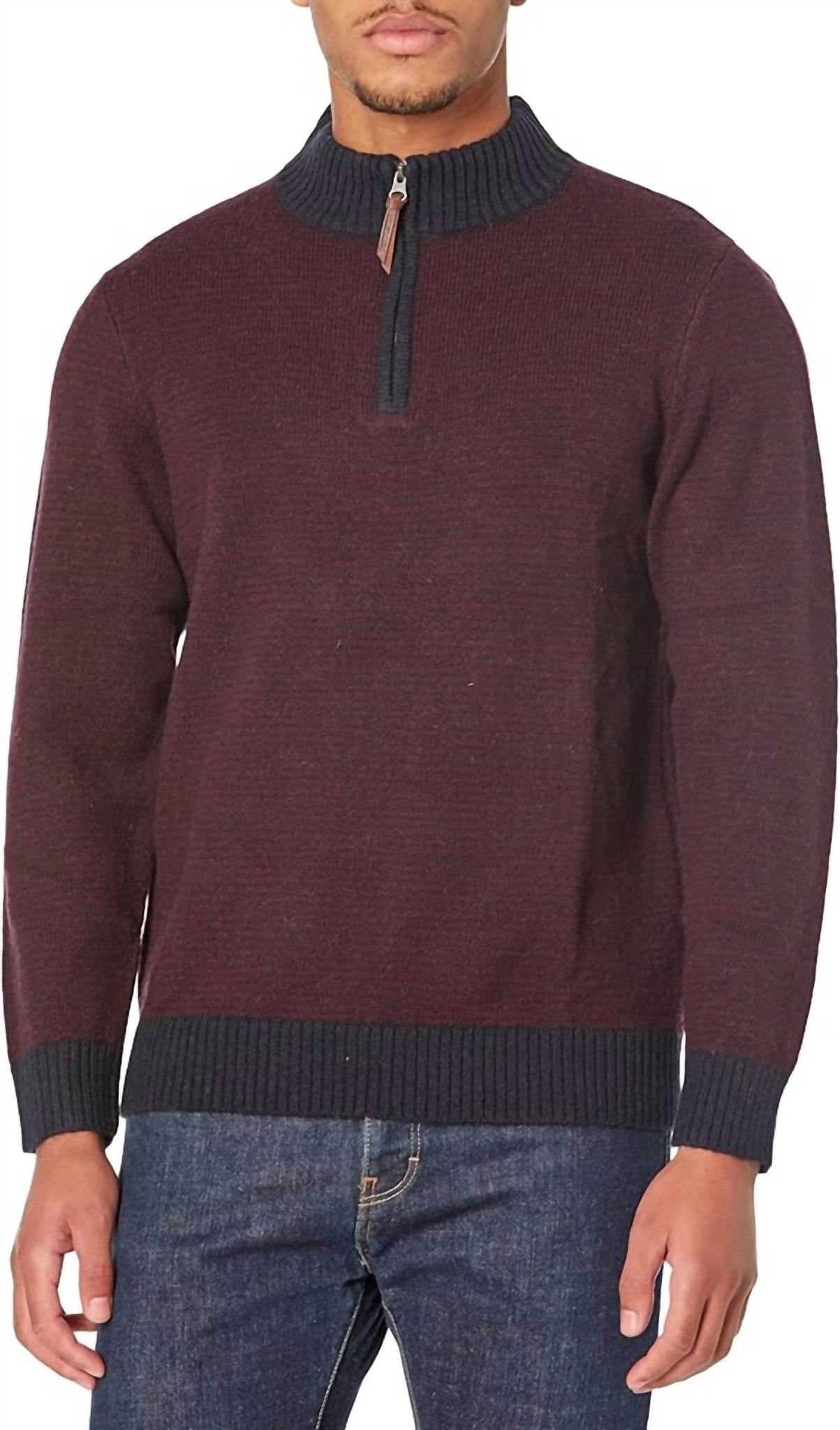Pendleton - Shetland Wool Half Zip Sweater - clothing - men - red